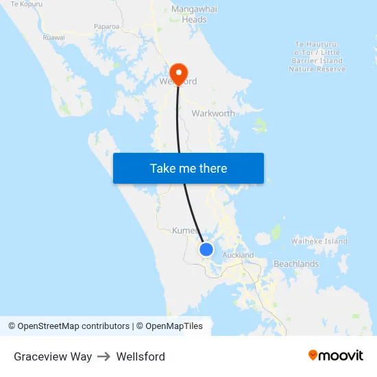 Graceview Way to Wellsford map