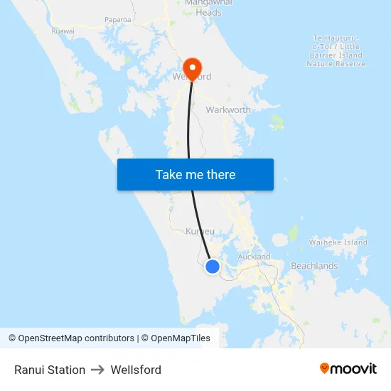 Ranui Station to Wellsford map