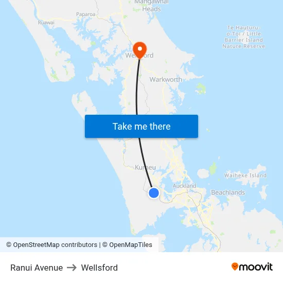Ranui Avenue to Wellsford map