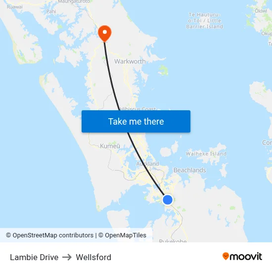 Lambie Drive to Wellsford map