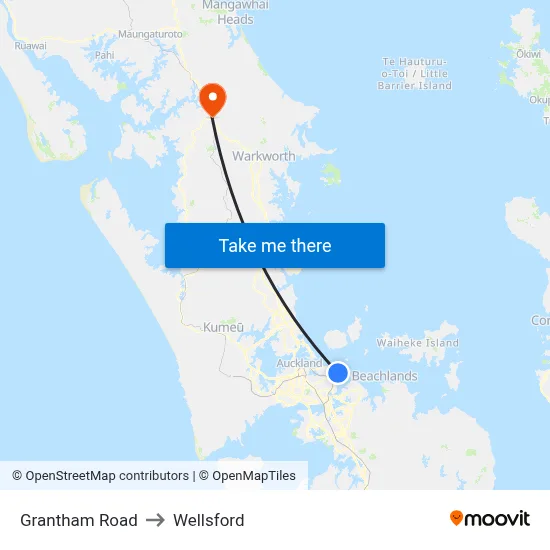 Grantham Road to Wellsford map
