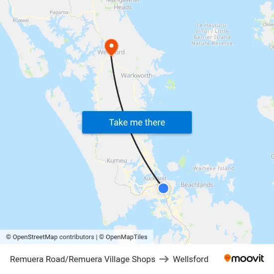 Remuera Road/Remuera Village Shops to Wellsford map