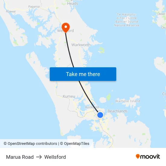Marua Road to Wellsford map