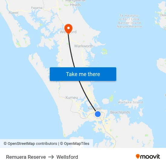 Remuera Reserve to Wellsford map