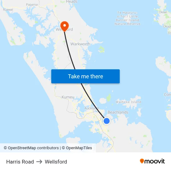 Harris Road to Wellsford map
