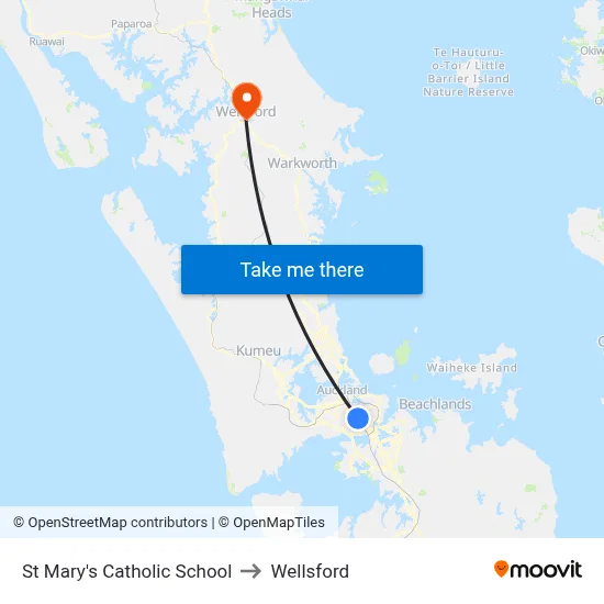St Mary's Catholic School to Wellsford map