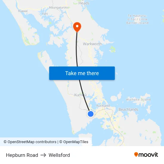 Hepburn Road to Wellsford map