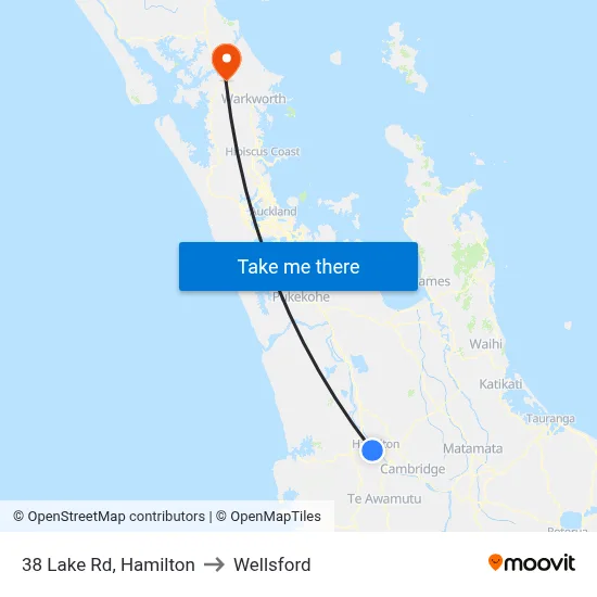 38 Lake Rd, Hamilton to Wellsford map