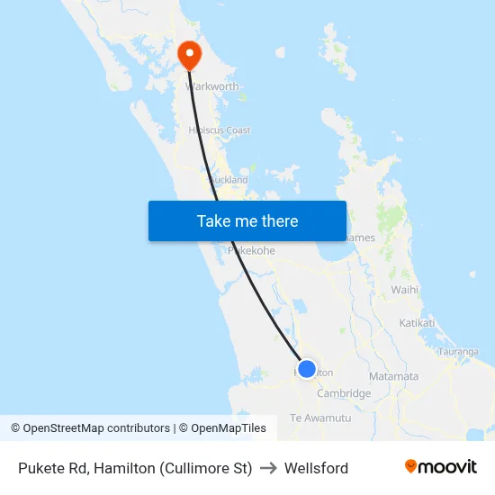 Pukete Rd, Hamilton (Cullimore St) to Wellsford map