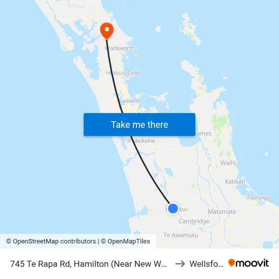 745 Te Rapa Rd, Hamilton (Near New World) to Wellsford map