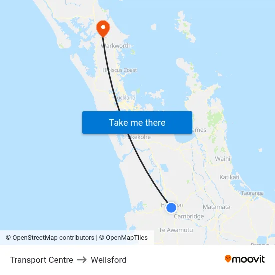Transport Centre to Wellsford map