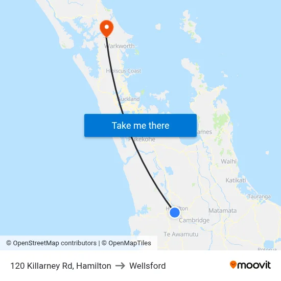 120 Killarney Rd, Hamilton to Wellsford map