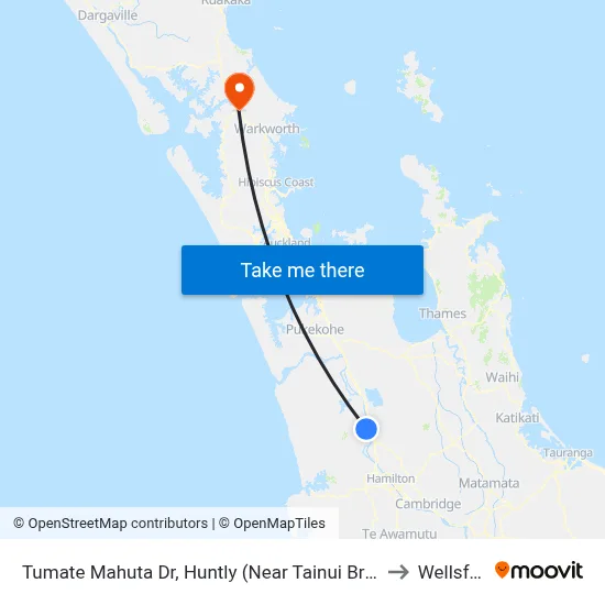 Tumate Mahuta Dr, Huntly (Near Tainui Bridge Rd) to Wellsford map