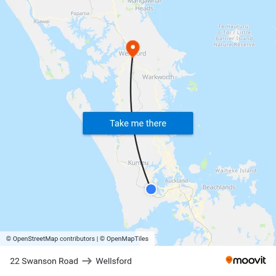 22 Swanson Road to Wellsford map