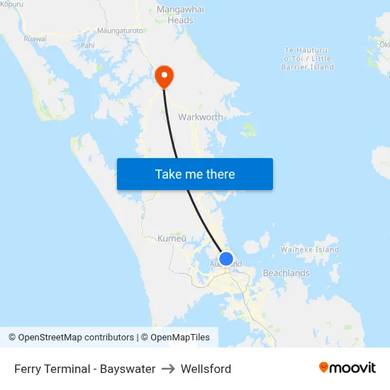 Ferry Terminal - Bayswater to Wellsford map