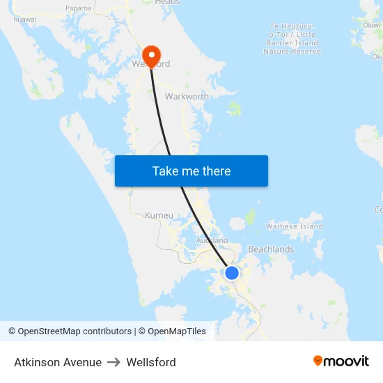 Atkinson Avenue to Wellsford map