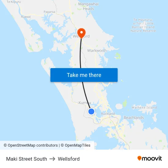 Maki Street South to Wellsford map