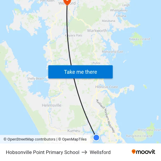 Hobsonville Point Primary School to Wellsford map