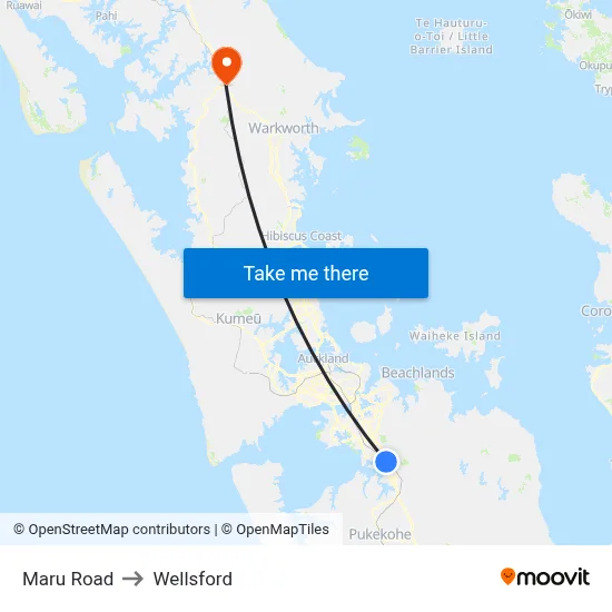 Maru Road to Wellsford map