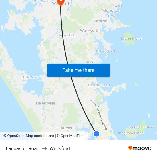 Lancaster Road to Wellsford map
