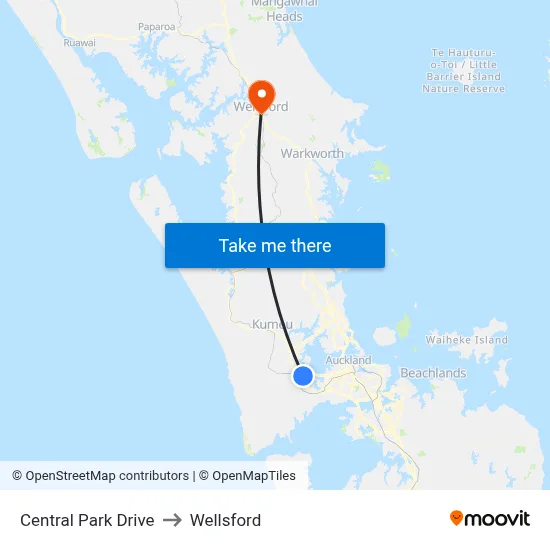 Central Park Drive to Wellsford map