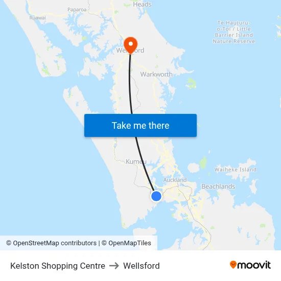 Kelston Shopping Centre to Wellsford map