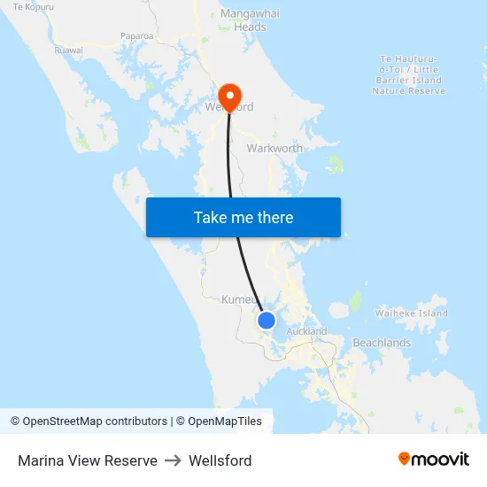Marina View Reserve to Wellsford map