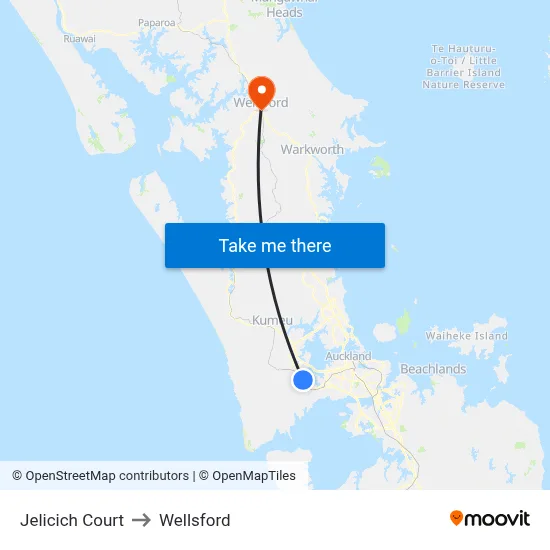 Jelicich Court to Wellsford map