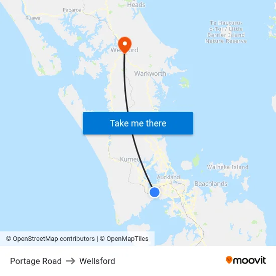 Portage Road to Wellsford map