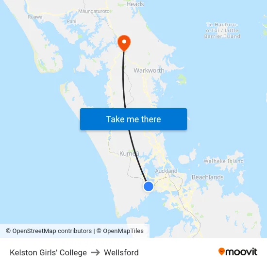 Kelston Girls' College to Wellsford map