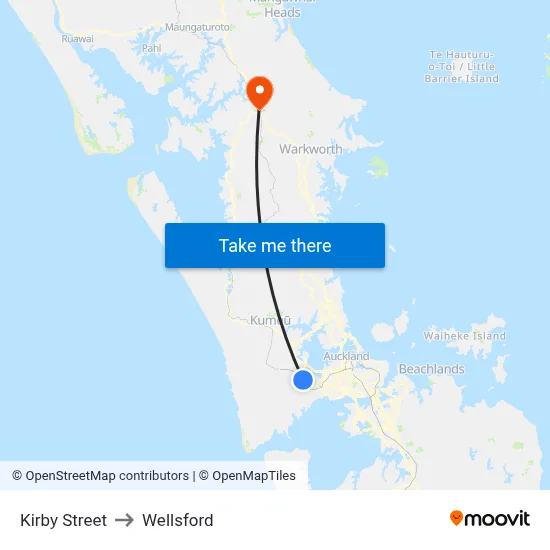 Kirby Street to Wellsford map