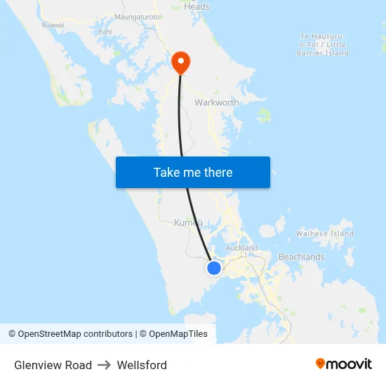 Glenview Road to Wellsford map