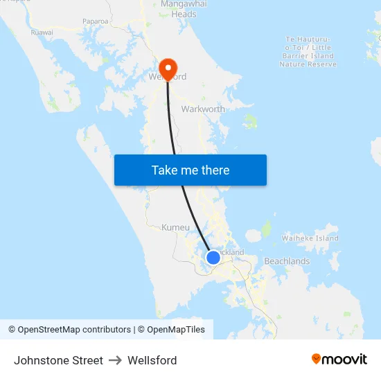 Johnstone Street to Wellsford map