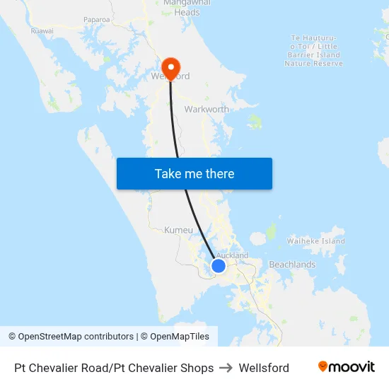 Pt Chevalier Road/Pt Chevalier Shops to Wellsford map