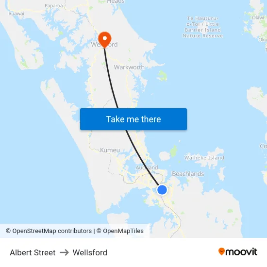 Albert Street to Wellsford map