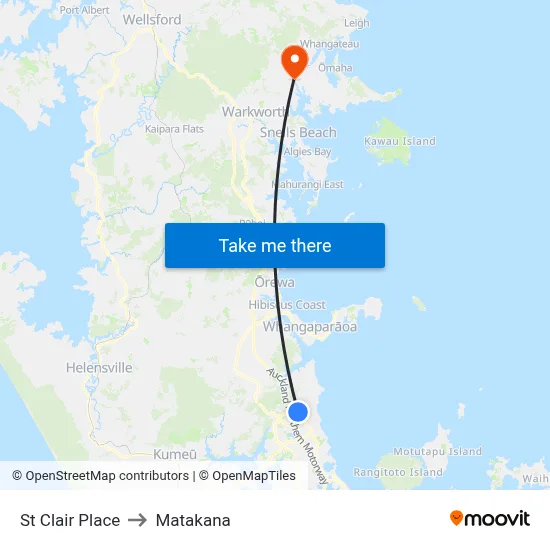 St Clair Place to Matakana map