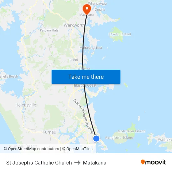St Joseph's Catholic Church to Matakana map