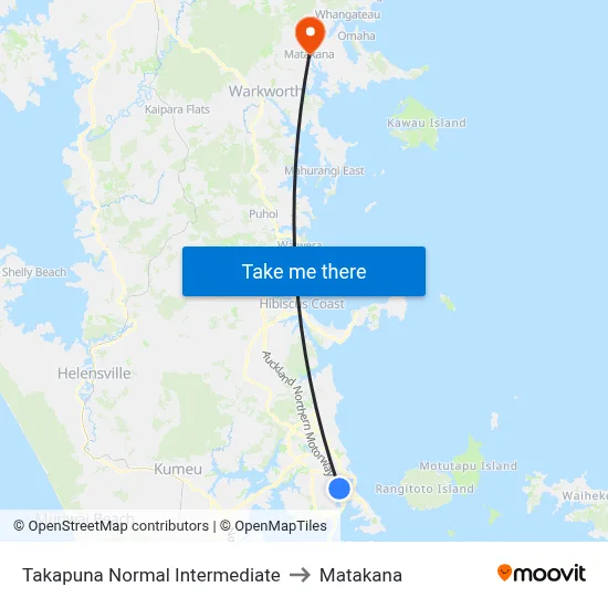 Takapuna Normal Intermediate to Matakana map