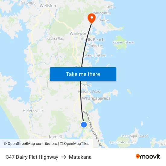 347 Dairy Flat Highway to Matakana map