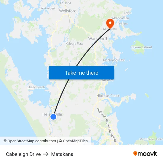 Cabeleigh Drive to Matakana map
