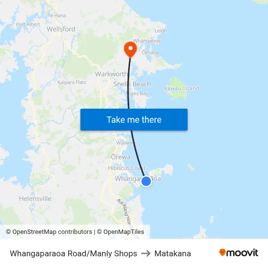 Whangaparaoa Road/Manly Shops to Matakana map