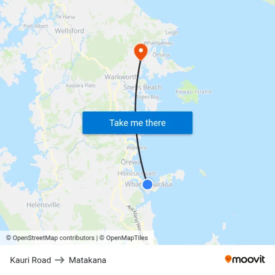 Kauri Road to Matakana map