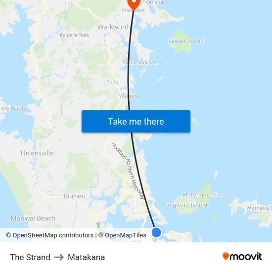 The Strand to Matakana map