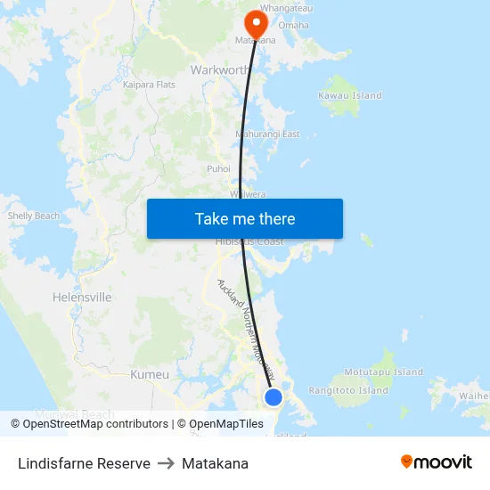 Lindisfarne Reserve to Matakana map