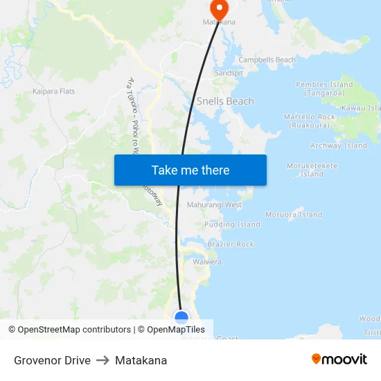 Grovenor Drive to Matakana map
