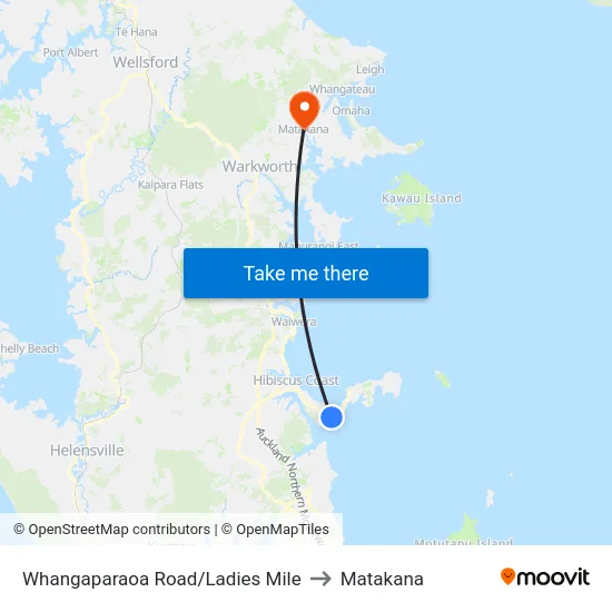 Whangaparaoa Road/Ladies Mile to Matakana map