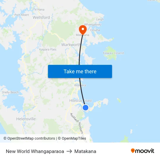 New World Whangaparaoa to Matakana map