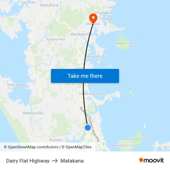 Dairy Flat Highway to Matakana map