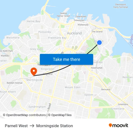 Parnell West to Morningside Station map