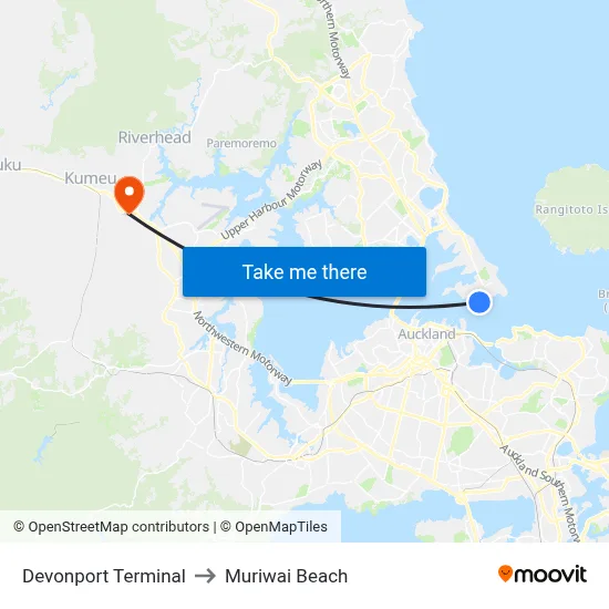 Devonport Terminal to Muriwai Beach map